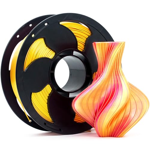 Image of Silk Dual Color Gold Peach Red PLA 1.75mm 1kg Shiny 3D Printer Filament FDM | Silk finish Bi color Gold Peach Red Coextrusion Shiny Smooth transition Neatly wound 1kg spool 2.2lbs for Bambu Prusa