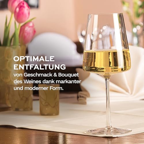 Foto von Stölzle Lausitz Weißweingläser Power 6er-Set 400 ml – Moderne Weingläser für maximale Aromaentfaltung von Weißwein – Edler Weißweinkelch aus Kristallglas – Spülmaschinen- & Stoßfest, Made in Germany