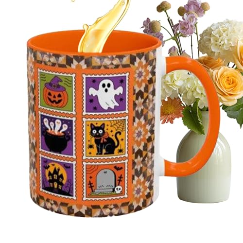 demaxiyad Tazas de Halloween, taza de fantasma, taza gótica de cerámica de 380 ml con aislamiento térmico para otoño, té, café, bebidas, cocina,