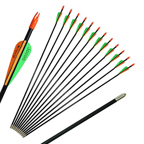 Jocoo 28 Inch Fiberglass Arrows, Archery Practice Target Training Arrows with Safe Blunt Tips for Youth or Beginners on Recurve Bow Long Bow - Thumbnail 6