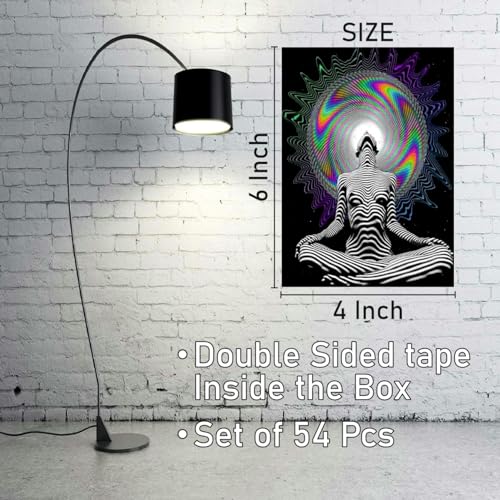 Image of SAW Psychedelic Posters - Pack of 54 | 4 x 6 Inches | Retro Wall Art for Living Room, Bedroom, Home and Office