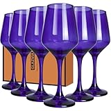GLAZVIA Purple Wine Glasses Set of 6-12oz Purple Long Stem Wine Glass Cups, Pretty Crystal Glassware, Hand Blown Goblets Drinkware, Unique Drinking Stemware Holiday Gift Set