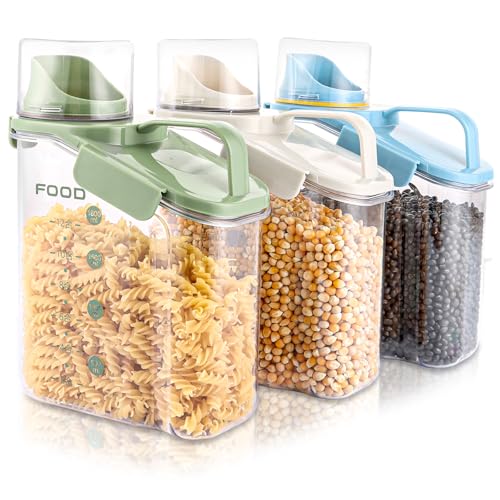GBACHOOSE Lot de 3 boîtes de conservation hermétiques avec couvercle, 2000 ml, pour céréales, céréales, riz