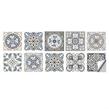 15 cm selbstklebende Aufkleber im europäischen Stil, wasserdicht und kratzfest, mit Schutzfolie, geeignet zum Dekorieren verschiedener Oberflächen zu Hause, 10 dekorative PVC-Fliesen