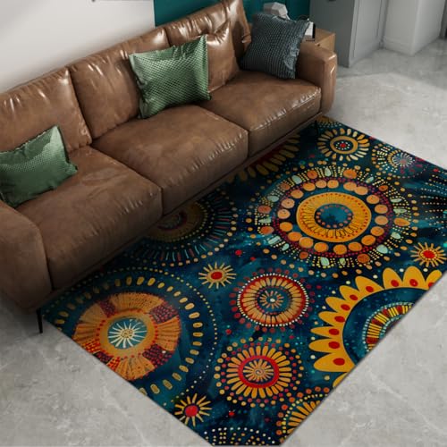 Carpette floraux vintage lavable en machine avec dossier antiderapant