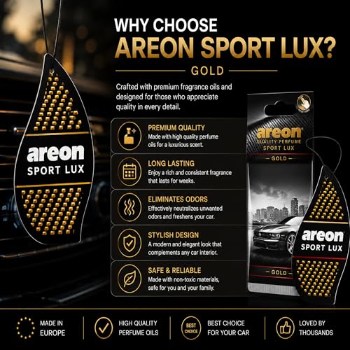 Image of AREON SL-Gold-12 Sport LUX Cardboard Air Freshener, Gold, 12 Pack