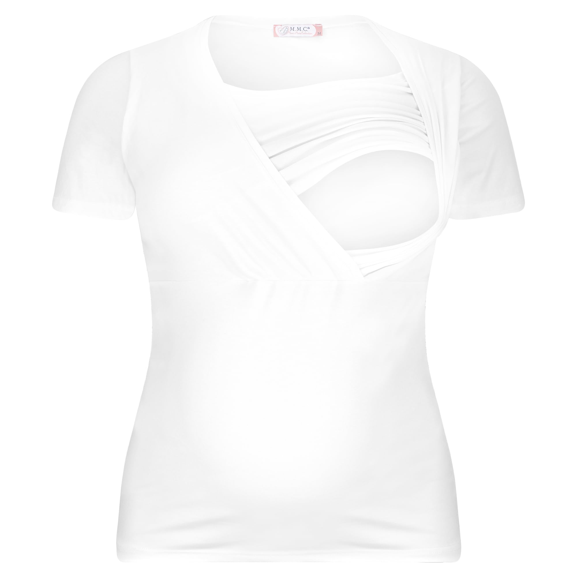 M.M.C. Lot de 3 t-shirts d'allaitement, couleur unie, mode de grossesse, d'allaitement, manches courtes