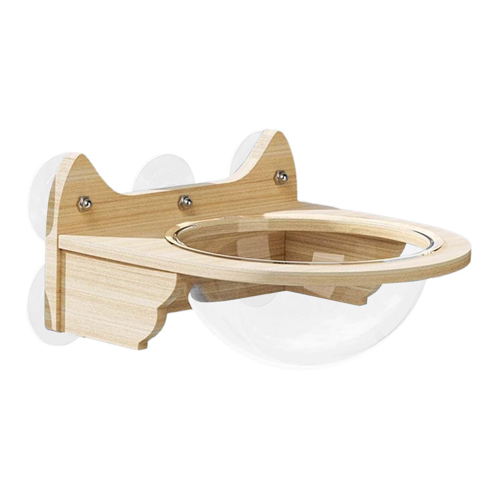 Perchoir de Fenêtre pour Chat Hamac Lit Capsule Spatiale Bois Support Mural Ventouse Structure Suspendue Facile à Enlever Adapté à L'Observation
