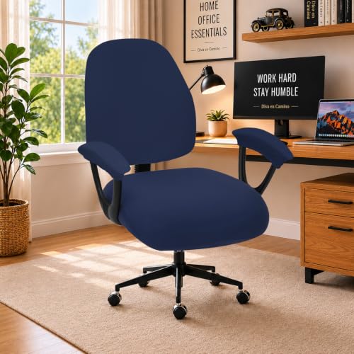 Image of DIVA EN CAMINO DEC Stretchable Split Office Chair Seat Covers - Stretch Computer Chair Slipcover - Washable Rotating Backrest Coverings & Cushion Protectors & Armrest Covers for Dogs, Cats, Pets