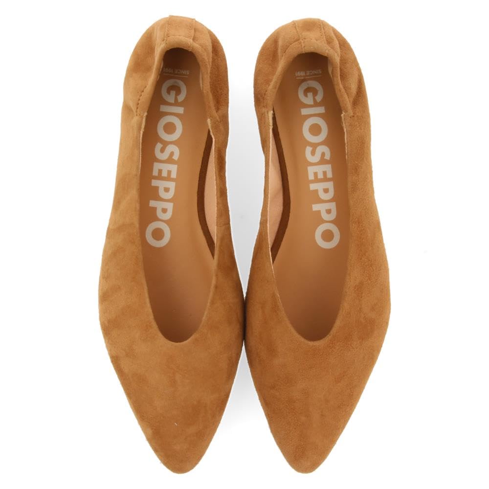 GIOSEPPO Bailarinas DE Piel Color Cuero con Punta Fina Y TALÓN Fruncido para Mujer