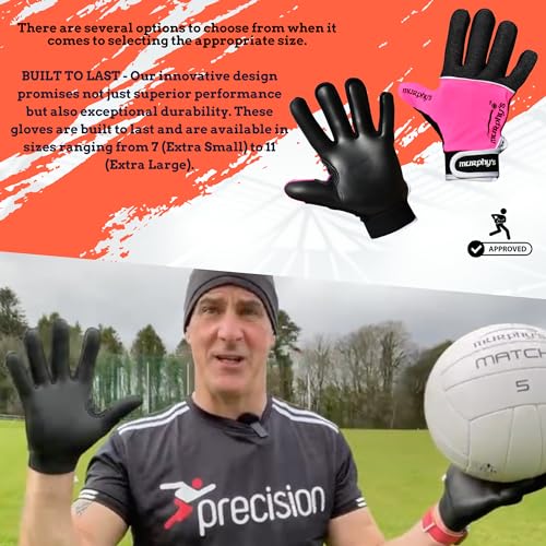 Murphys V2 Gaelic Football Adult's Gloves, Premium Latex Field Players Mittens, Durable Hook and Loop Closure, Pink and Black - Image 3
