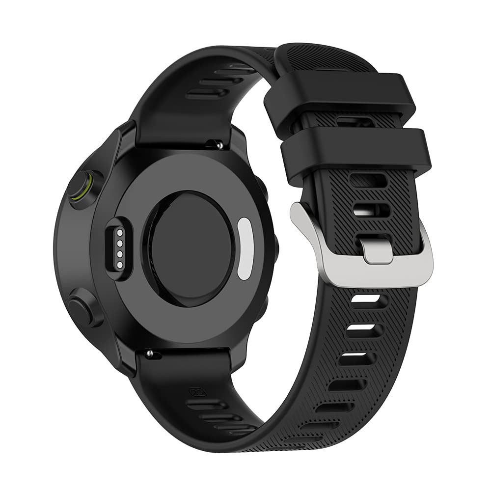 Compatible with Garmin Forerunner55 Bands, Women's Silicone Watchband Replacement Accessories for Garmin Forerunner 55 GPS Running Smartwatch (Black)