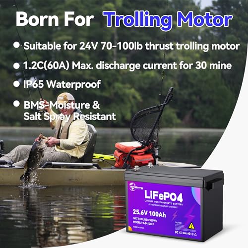 Image of 24v 100ah Lithium Battery Rechargeable Battery with Built-in 100A BMS Board, 15000+ Deep Cycles, Higher Energy Density, for RVs, Van, Camping, Marine, Trolling Motor