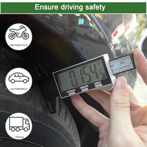 Image of Digital Tire Tread Depth Gauge Large LCD Screen, with 2 Modes: Decimal Inch and Millimeter, Tire Tread Depth Measuring Tool 0-1 Inch, Easy to Read Tread Depth Gauge for Cars, SUV, Motorcycles (White)