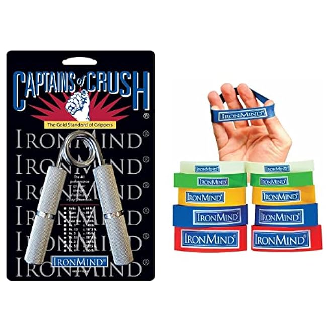 IronMind Two-Way Captains of Crush Grip Strengthener Set: CoC Point Five Gripper (c. 120 lb.) and Expand-Your-Hand Bands
