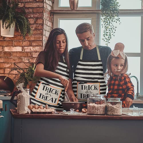 Heentan 2 Pieces Halloween Striped Aprons Trick Or Treat Bib Apron Hello Pumpkin Cooking Burlap Kitchen Unisex Chef For Party Baking Crafting Black Medium #TOP3