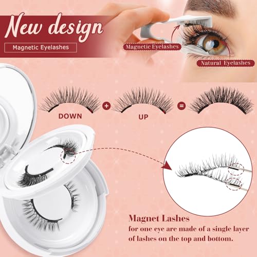 Higu clace Magnetic Eyelashes 2 Pairs Magnetic Eyelashes with Applicator Soft Magnetic Lashes Natural Look Wispy Magnet Lashes Without Eyeliner Easy to Wear and Remove（DJCX-A+G） — view 3