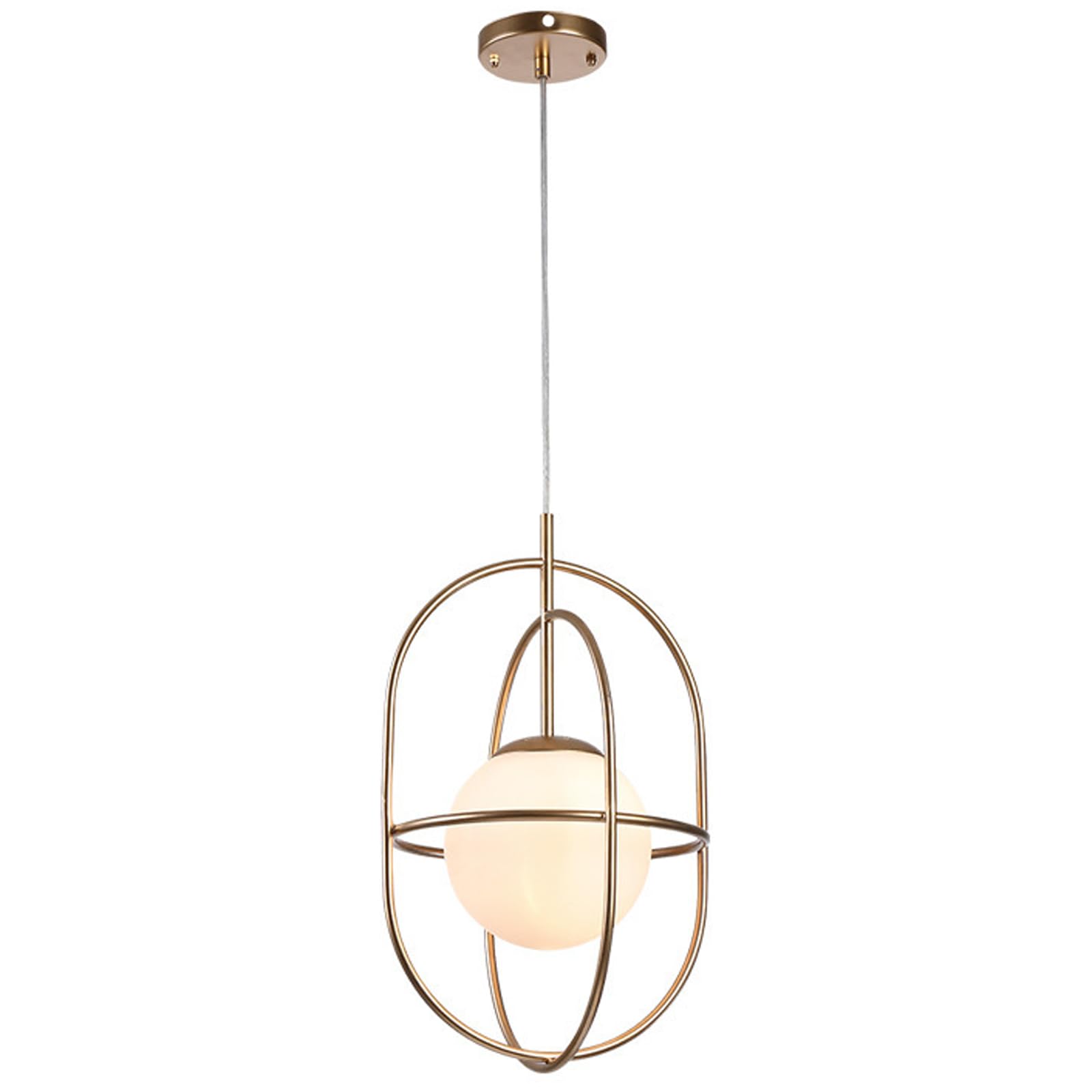 CSXSXAUO Modern Pendant Light,Iron Baking Lacquered Golden Lamp Hanging Lights, White Glass Lampshade Chandelier, Bedroom Restaurant Kitchen Island Suspension Light Star of