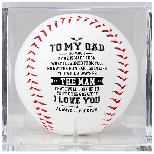 SYNGUCK Baseball Gifts for Dad - to My Dad Engraved Baseball in Clear Acrylic Display Case -...