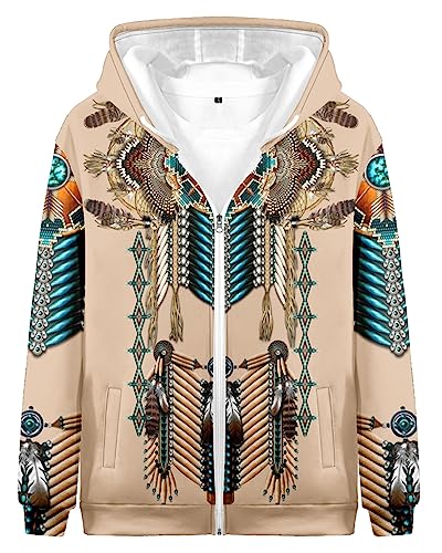 SIAOMA Native American Indians Hoodie Unisex 3D Print Hooded Coat Native American Zip Up Jacket2