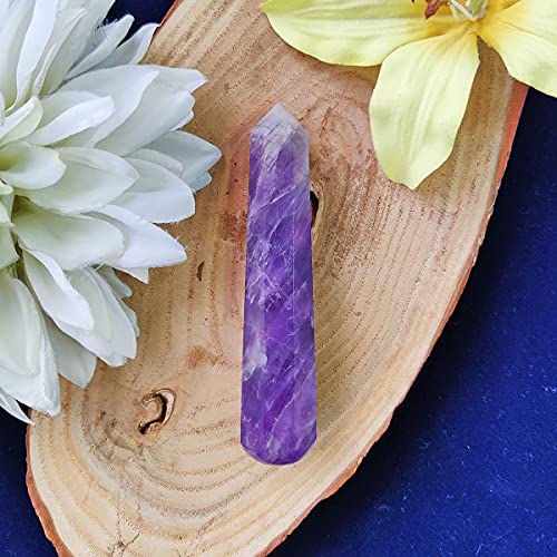 Image of Amethyst Crystal Wand for Reiki Healing 50-100 Gm | Natural Crystals Stone Wand for Vastu Meditation Massager Tool