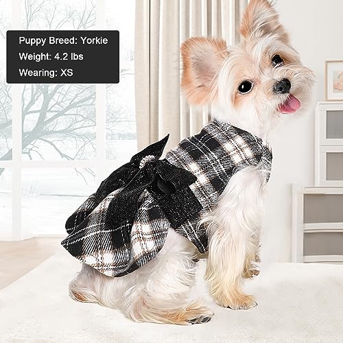 Image of Dog Sweaters Dog Clothes for Small Dogs Boy Girl Fall Puppy Dress Warm Fleece Chihuahua Yorkie Teacup Doggie Sweaters Dresses Doggy Sweater for Small Dogs Girl Cat Outfit, Black, M