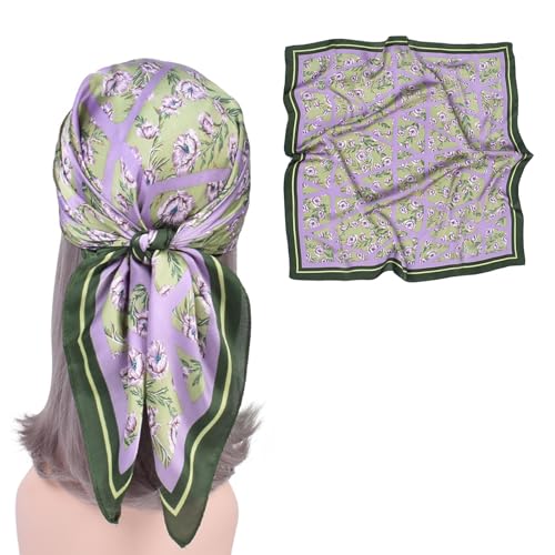 27.5 Inches Silk Head Scarf for Women Satin Hair Scarf Silk Wrap Neck Square Scarves Feeling Scarf Boho Headwear