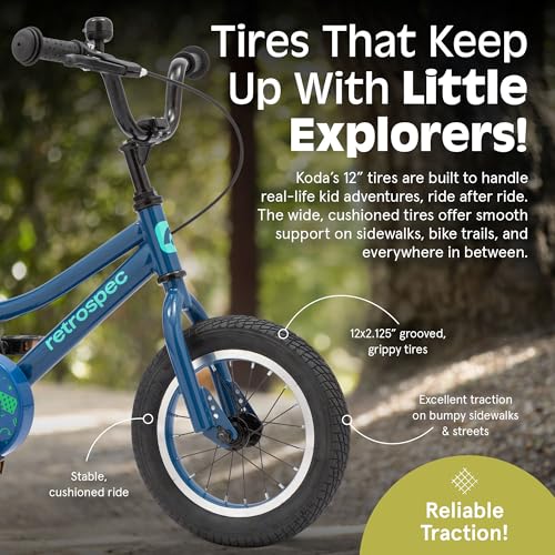 Image of Retrospec Koda Plus Kids Bike for Boys & Girls Ages 2-3 Years - 12 inch Children's Bicycle, Adjustable Seat & Handlebars, Removable Training Wheels, Front Hand Brakes, Rear Coaster Brake & Safety Bell