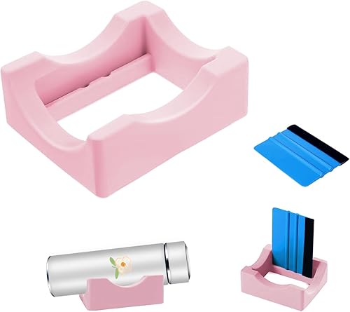Cuna para manualidades con material de silicona y escobilla de fieltro con borde de fieltro, ideal para aplicar calcomanías de vinilo en vasos,