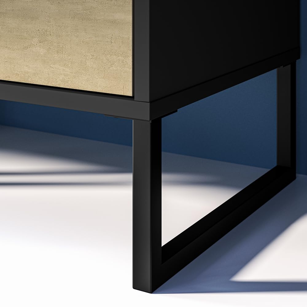 Lomadox Jugendzimmer Set 5-teilig mit Schreibtisch, Kleiderschrank, Regal, Sideboard, Wandboard in Eiche schwarz Sandfarben modern