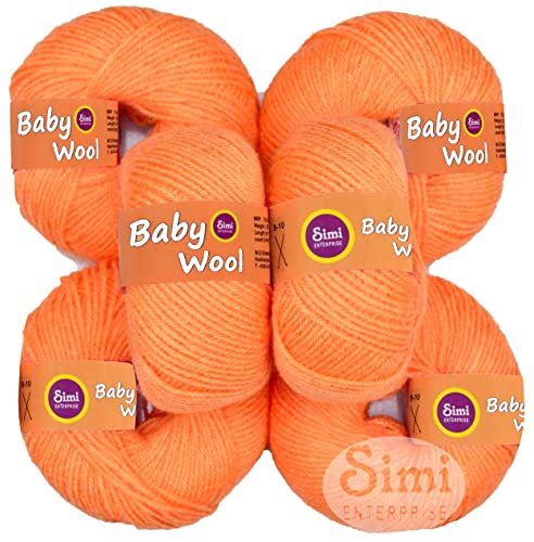 Image of 100% Acrylic Wool Orange 10 Pc Baby Wool 4 ply Wool Ball Hand Knitting Wool /Art Craft Soft Fingering Crochet Hook Yarn-SCArt-HE