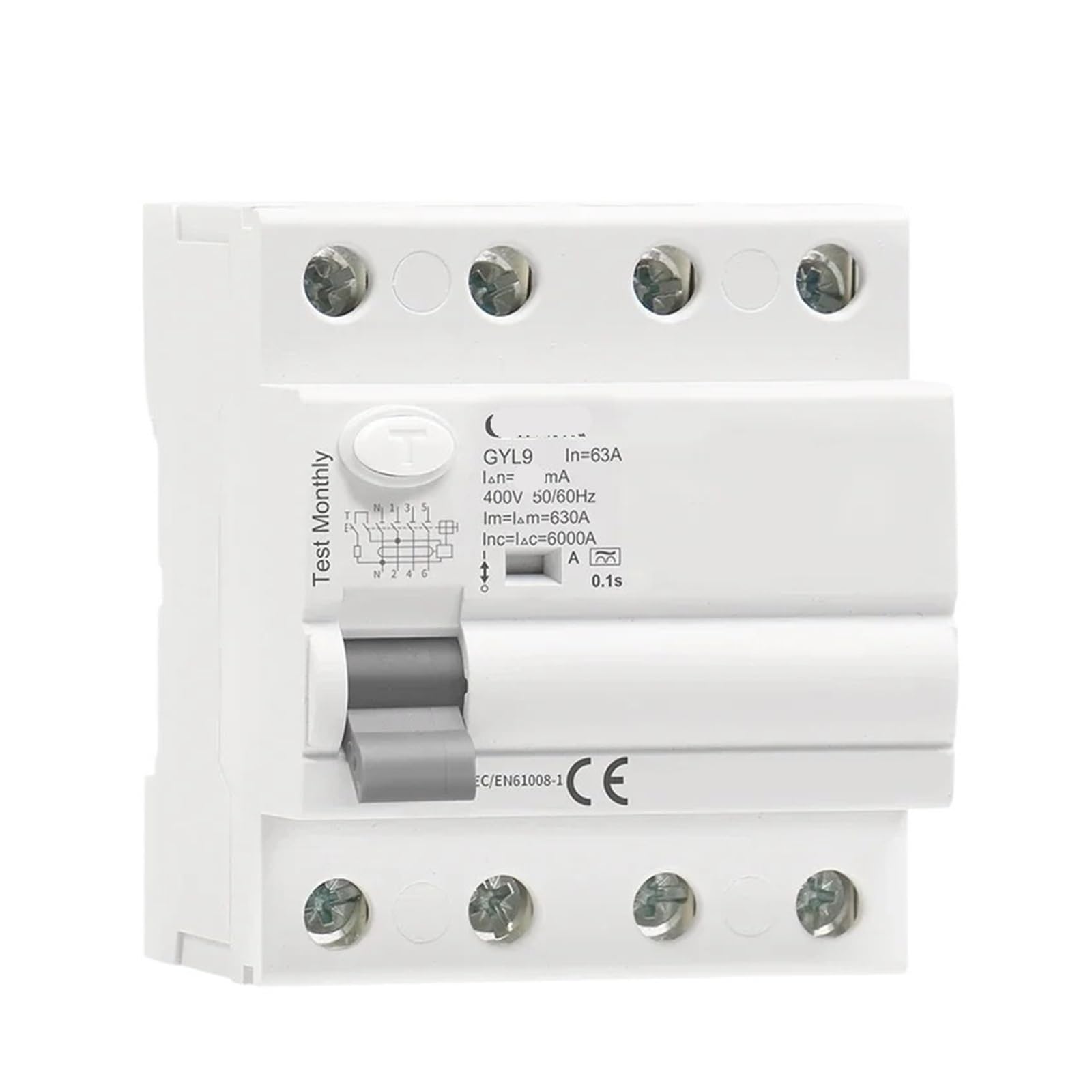 Disjoncteur GYL9 Type A 4P détecte le courant résiduel CC pulsé pour tableau 40A