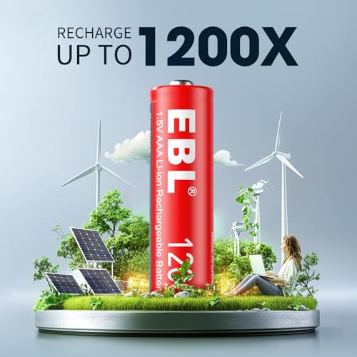 Image of EBL AAA Lithium Rechargeable Batteries 1200mWh, 8 Pack 1.5V Triple A Batteries Over 1200+ Cycles Times with 1.5V & 1.2V Universal AA AAA Battery Charger