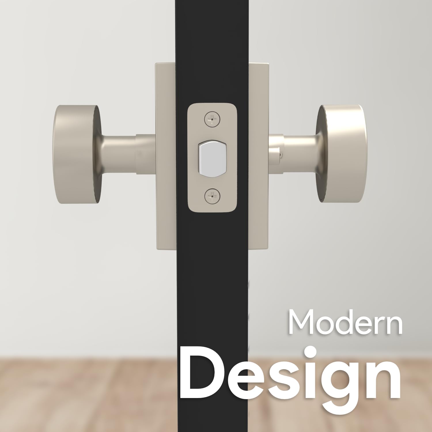 Mega Handles Pomo de puerta de privacidad para pasillo, armario y baño, diseño reversible resistente, se adapta a todos los tamaños de puerta estándar, tornillos incluidos, níquel satinado (paquete de