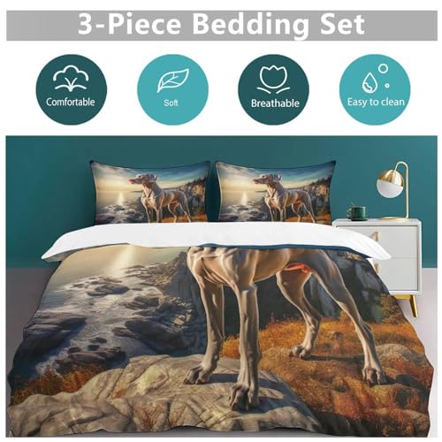 Housse de couette chien 3 pièces coton polyester parure lit king