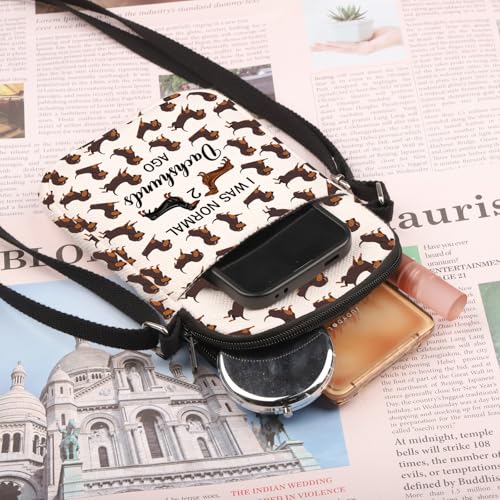 PLITI Dachshund Crossbody Bag Dachshund Lover Gift Sausage Dogs Gift I Was Normal 2 Dachshunds Ago Dachshund Crossbody Purse3