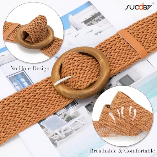 SUOSDEY Women Wide Braided Belt Rattan Waist Belt for Dress Pants Fashion Boho Belt4