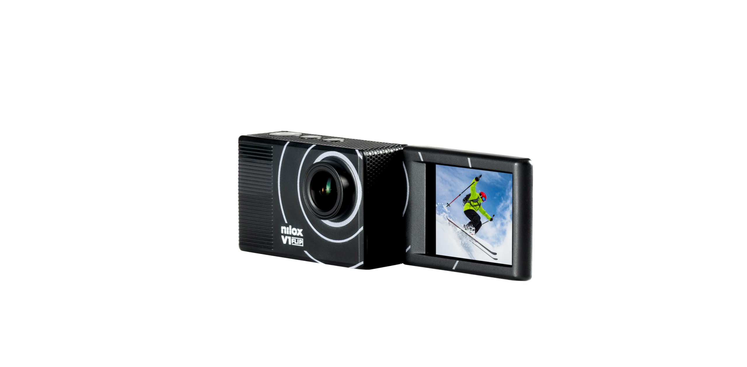 Nilox, Action Camera Risoluzione 4K/60fps, Doppio Schermo con Touch Screen, Connessione Wifi, Resistente all'Acqua fino a 30m con Custodia Protettiva, Batteria 1050 mAh, Memoria SD fino a 128 GB