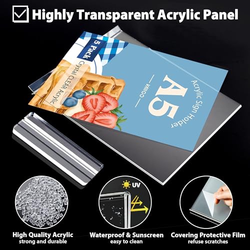 VAIIGO A5 Acrylic Sign Holder, 10Packs Poster Menu Holder for Table Double-Sided Perspex Display Stand for Restaurant Bar - Image 4