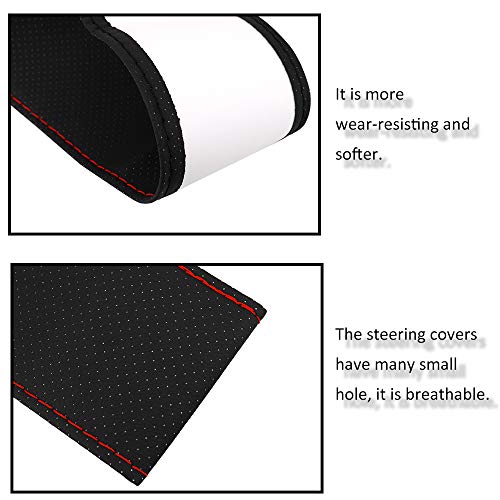 RuleaxAsi Capa faça você mesmo para o volante do carro PU Couro Fibra macia Trança de couro no volan