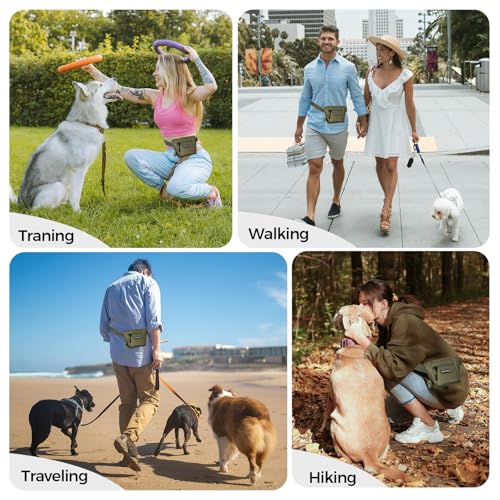 EPETKO Leckerlibeutel für Hunde mit Metall-Gürtelclip, Leistungsstarke Magnetverschluss Gerät Beutel Leckerli Hund Gürtel, Große Kapazität Hund Leckerli Tasche Beutel mit Poop Bag Dispenser (Grün)