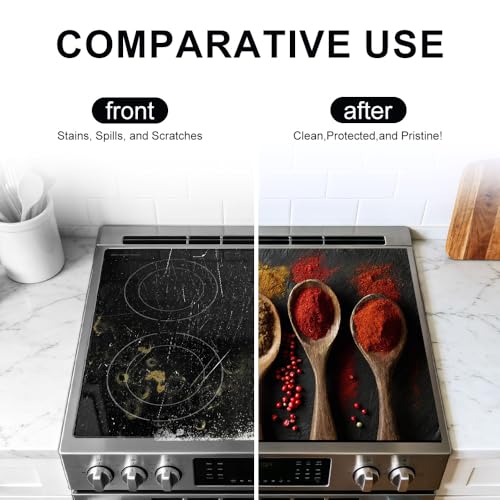 Image of Wooden Spoons & Spices Stove Top Cover 28.35x20.47in, Covers for an Electric Stove, Gas Stove Mat, Stove Burner Cover for Spring Kitchen.