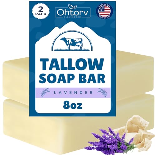 Beef Tallow Soap Bar – All Natural Grass Fed Tallow Soap Lavender – Moisturizing Face & Body Wash Great for Eczema
