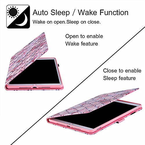 Ttimao Hoesje voor iPad 10.2" (2020)(2019)/iPad Air (3rd Gen) 10.5" 2019/iPad Pro 10.5" 2017 PU-Leer Flip Wallet met Standaardfunctie en Potloodhouder Automatische Slaap/Waakstand-Roze Schalen - Image 7