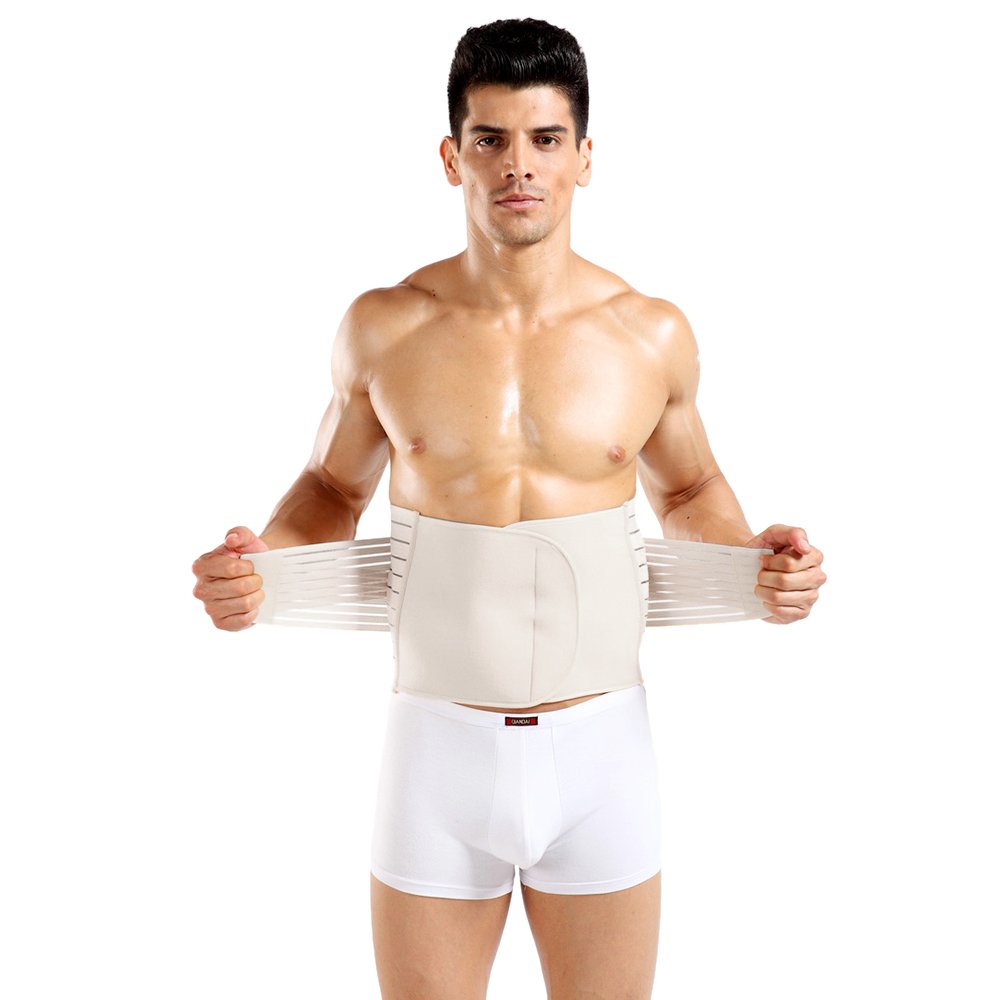 Extreme Fit Men's Adjustable Double-Compression Waist-Slimming Belt Beige