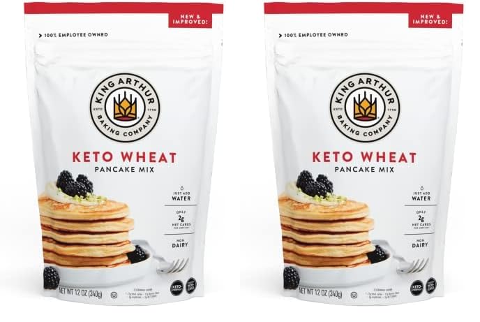 King Arthur, Keto Wheat Pancake Mix, Sourced Non-GMO, Certified Kosher, Keto Friendly, 12 Oz, Packaging May Vary (Pack of 2)
