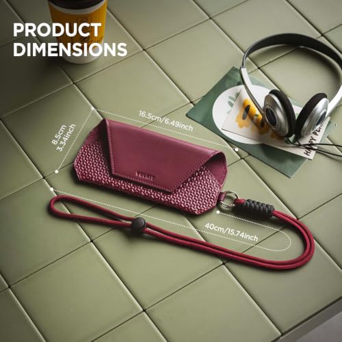 Image of VULKIT Portable Eye Glasses Case for Women & Men, Slim Sunglass Case, Unisex Eyeglass Case, with Adjustable Neck Lanyard