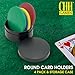 Round Card Holders with Case in Red, Yellow, Green & Blue, Multi