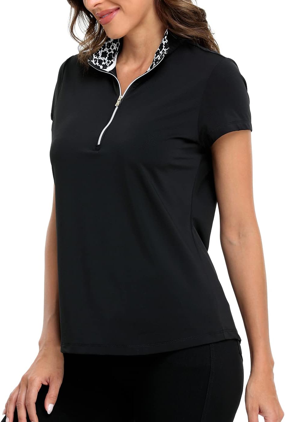 LRD Women's Golf Polo Shirt Short Sleeve Quarter Zip Mock Neck Tennis Shirt UPF 30 Sun Protection Quick Dry Performance Top - Image 5