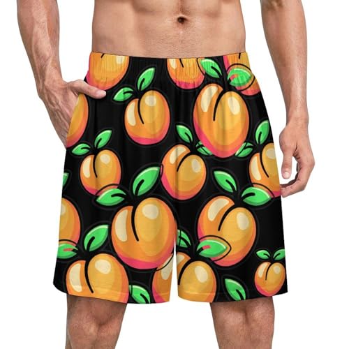 Peach Cute Men's Pajama Bottoms Lounge Pj Shorts Stretch Sleep Shorts for Home Vacation Beach